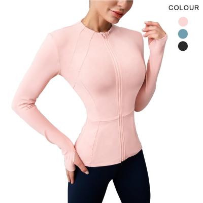 China QUICK DRY Jackets 2021 Women Autumn Long Sleeve With Thumb Hole Yoga Shirt Zipper Design Fitness Coat Workout Sports Jackets for sale