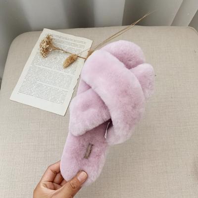 China Women's Anti-odor Lamb Fur Memory Plush Memory Pink Soft Comfortable Open Toe Indoor Outdoor Fluffy Slippers Bedroom for sale