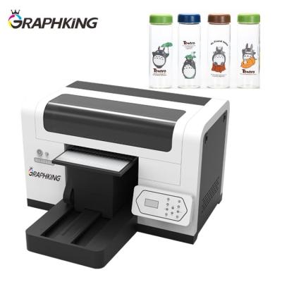 China Retail Graphking A3 LED Multifunctional UV Flatbed Printer C+W+Varnish UV Printer For Phone Case Cylinder Glass Bottle for sale