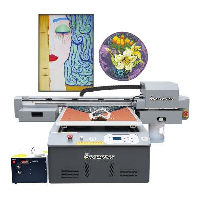 China Retail functional flatbed UV6090 printer for gift box various glass oval box materials printing machine for sale