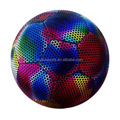 China Size 4 And Size 5 Reflective PU Football 2023 Machine Sewing Forming Football Glowing Fluorescent Cool Football Holographic Football for sale