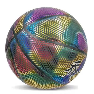 China Latest Reflective Luminous OEM Customized Basketball Factory Direct Sales Basketball LOGO Light Up Holographic Basketball Balls F-1001 for sale