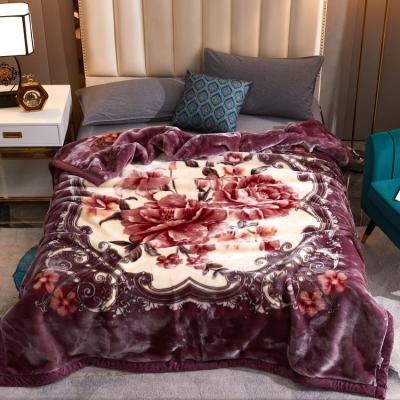 China High Quality Anti Dust Mite Raschel Blanket thic winter plush raschel mink raschel blanket fluffy warm double-layer for sale