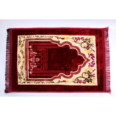 China Non Slip Cheap Durable Raschel Carpet Raschel Pilgrimage Print Embossed Prayer Mat for sale