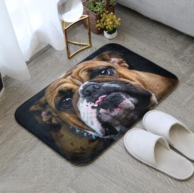 China Non-slip Hot Selling Animals Printed Crystal Flannel Velvet Living Room Bedroom Kitchen Bath Mat for sale