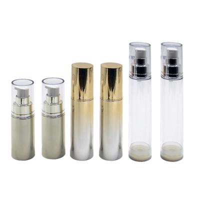 China Cosmetic Plastic Transparent Pump Bottle Gold Eyeshadow Palette Bottles Airless Pump Bottle for sale