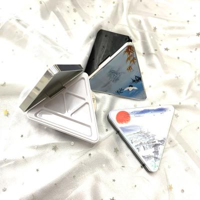 China Recycled Materials Best Selling Triangle Shape 4 Colors Empty Packaging Magnetic Eyeshadow Palette Case With Brush Palette for sale