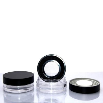 China New Recyclable Customized Plastic Empty Loose Powder Container Jar With Net Sieve for sale