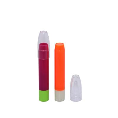 China Custom Round Lip Balm Tube Custom Color Cosmetics Child Lipstick Packaging Container Multi Shaper Empty Pencil Plastic Slim Tube for sale