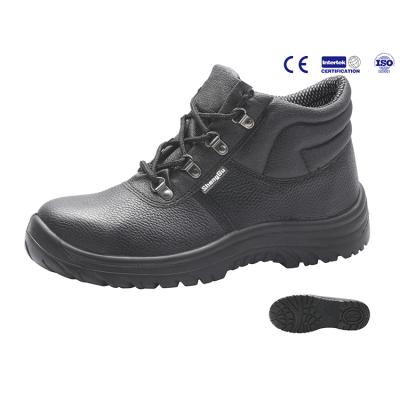 China Promotion Price Embossed Action Steel Toe Leather Mid Cut Ankle Safety Boots With Steel Toe for sale