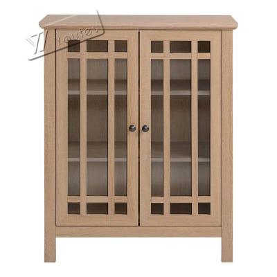 China Multifunctional Double Door Living Room Convertible Glass Wooden Storage Cabinet Floor Cabinet for sale