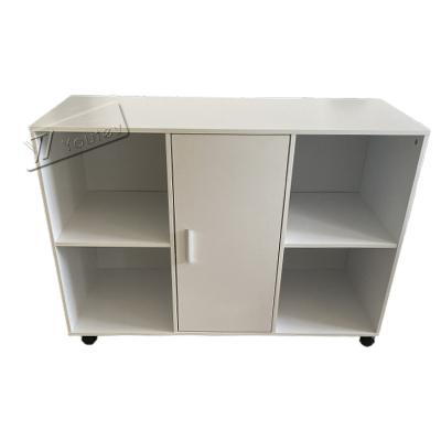 China Convertible office filing cabinet on wheels, with one door and six storage compartments, white, large for sale