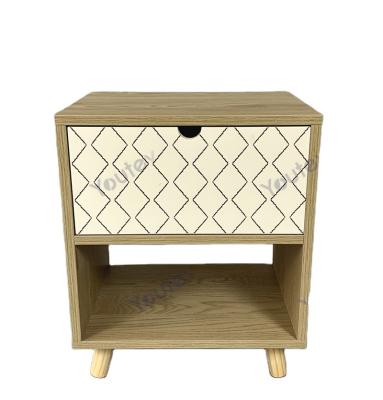 China Drawer Bedroom Convertible Printed Bedside Table with One Drawer for sale