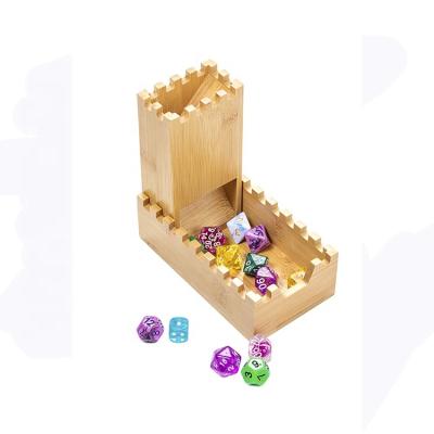 China Die Cut Box Dice Tower High Quality Bamboo Fold Up RPG DND Wooden Dice Tower For Table Games for sale