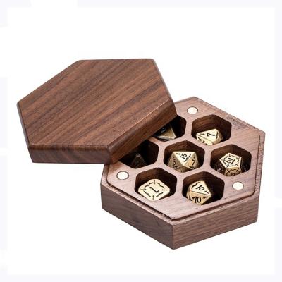 China Die Cut Box Lid Hexagon DND Wooden Magnetic Luxury 7 Compartment Die Cut Box For Die Packing for sale