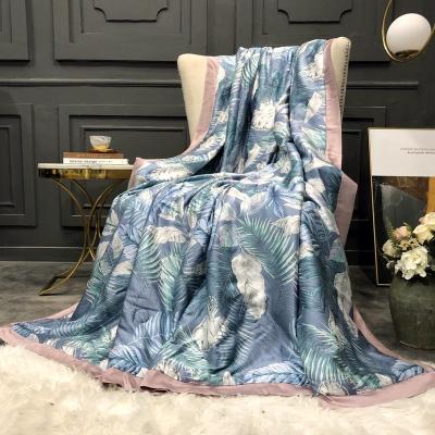 China Home Cooling 100% Tencel Comforter Muslin Summer Blanket Green Luxury Baby Blanket for sale