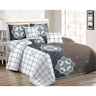 China Wholesale Cheap Durable Microfiber 3pcs King Size Comforter Soft Set Quilted Floral Printed Polyester Bedspread for sale