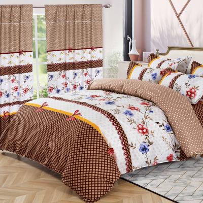 China Top Selling Nondisposable Guaranteed Quality Style Polyester Single Comforter Curtain Set for sale