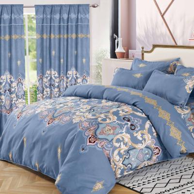 China Top Selling Nondisposable Guaranteed Quality Single Style Polyester Sheet And Curtain Set for sale