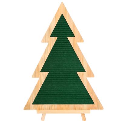 China Home Decoration Christmas Tree Letter Board Felt Oak Framed Changeable Plastic Letter Christmas Gift for sale