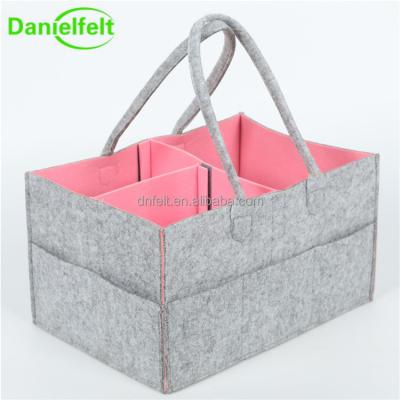 China Wholesale Premium Eco-Friendly Nursery Storage During Pink Felt Baby Diaper Bag Organizer For Girls for sale