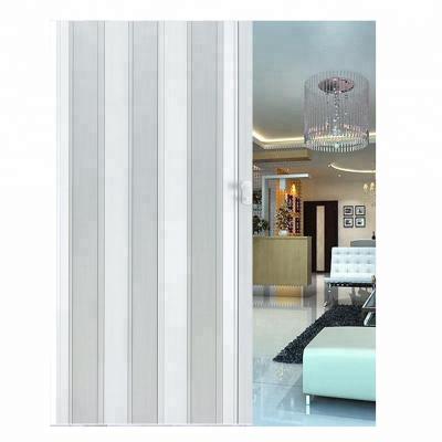 China Fold 10mm Cheap PVC Folding Door Sliding Door Accordion Door For Interior Bathroom for sale