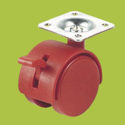 China furniture plastic casters swivel top plate red caster with brake for sale