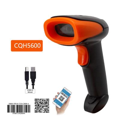 China CQH5600 Automatic Handheld Barcode Scanner 1D 2D Scanner High Quality Gun A4 Cable Cost-effective Size for sale