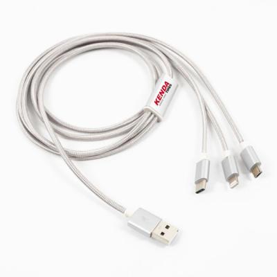 China MP3/MP4 Player Factory Price 3 In 1 Lightning 8 Pin 14c Nylon Charging Cable-Micro USB Type c OEM Logo for sale