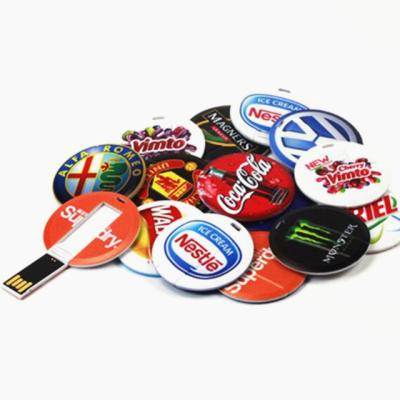 China Full Colors Plastic Wholesale Logo Printing ABS Round Shape Card USB Flash Drive for sale