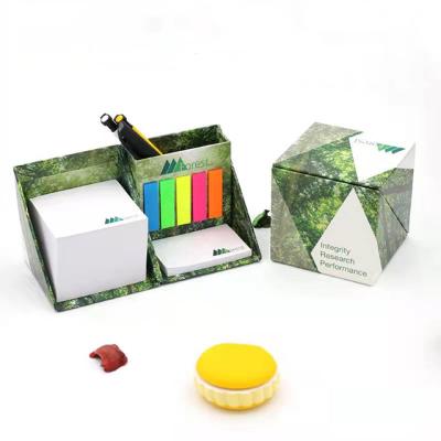 China Office stationery ECO novelty design paper note cube with large area pen holder for advertising for sale