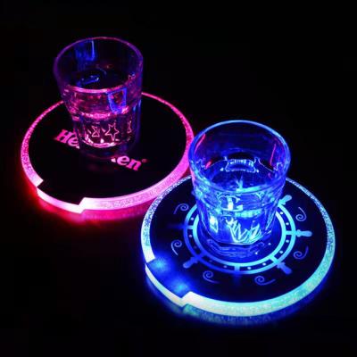 China Custom Eclectic Popular Glowing Light LED Color Changing Coasters for sale