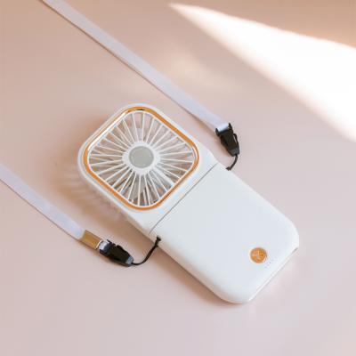 China 3 IN 1 multifunctional cheap price portable 3 to 1 fan 3000mAh folding power bank with lanyard for sale