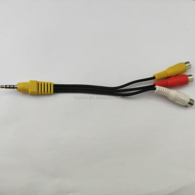 China A/V 3.5stereo yellow nickel plated M to 3RCA F cables for sale