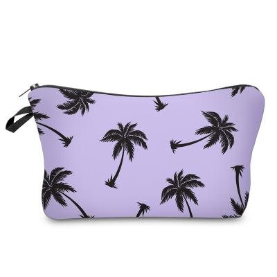 China Wholesale Durable Travel Waterproof Lightweight Cosmetic Bag Waterproof Makeup Tree Printing Coconut Tree Toiletry Bag for sale