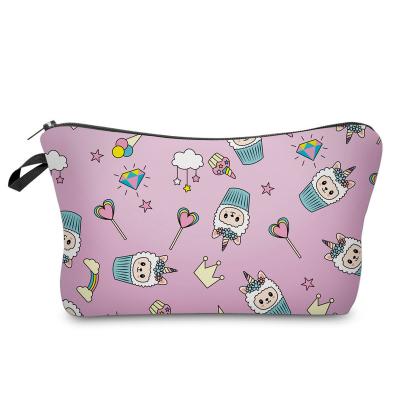 China Llama Cosmetic Bag Durable Waterproof Cartoon Print Small Cosmetic Bag Customize Logo For Travel for sale