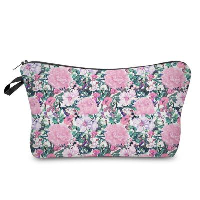 China Waterproof Durable 2020 New Fashion Polyester Toiletry Bag Girls Travel Makeup Bag Printed Cosmetic Bag for sale