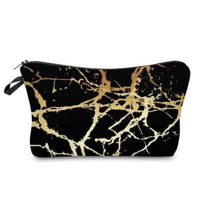 China Marble Printed Cosmetic Bag Waterproof Durable Custom Premium Polyester Travel Cosmetic Bag Makeup Bag for sale