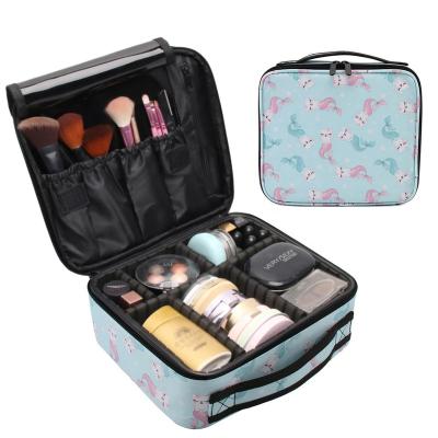 China Fashion Mermaid Design Soft Cosmetic Case Polyester Storage Makeup Case With Adjustable Compartments for sale