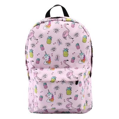 China Interesting Waterproof Cartoon Flamingo Pineapple Printing Waterproof Children Bags School Backpacks for sale