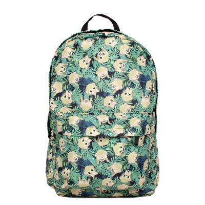 China China factory waterproof school bag green leaf and monkey printing wholesale cheap black backpack for sale