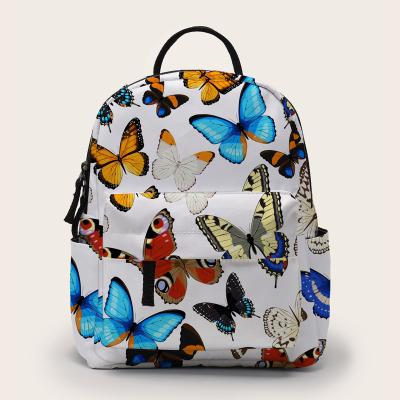 China Vivid Printing Butterfly Stylish Mini Polyester Women School Backpack Waterproof Factory Sale for sale