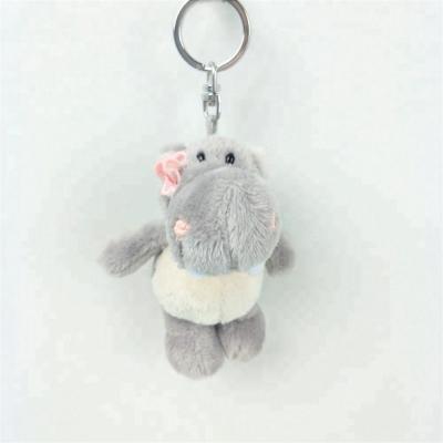 China Gifts for kids plush hippo key chain with pink flower/stuffed pink hippo key chain/cheap plush hippo keychain toy for sale