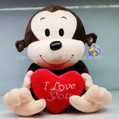 China Red Beautiful Promotion Heart Toy Plush Soft Monkey Participation for sale