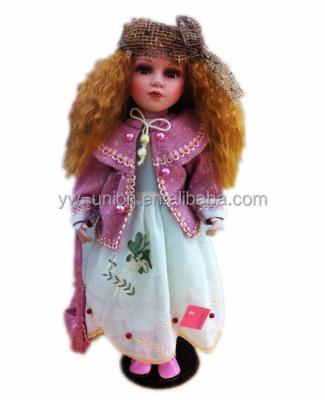 China 2014 Best Selling Cartoon Toy Long Hair Girl Porcelain Clown Dolls Pretty With Cute Bag for sale