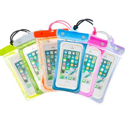 China 2020 Custom PVC Waterproof Beach Glitter Bag Mobile Phone Bags Swimming for sale