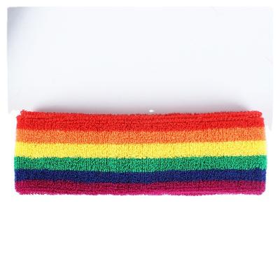 China Gay Pride Rainbow Color Custom Knit Biceps Hand-Arm Wristband Sports Headband NATUDON Baseball Gay Headbands For Workout Boys for sale