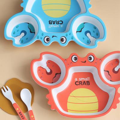 China Sustainable Food Safety Set 5 Pcs Square Shape Bamboo Fiber Baby Set Kids Dinner Set for sale