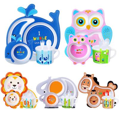 China Viable Baby Bowl Tableware Bamboo Fiber Kids Children Cutlery Set Dinnerware Bamboo Fiber Baby Feeding Set for sale