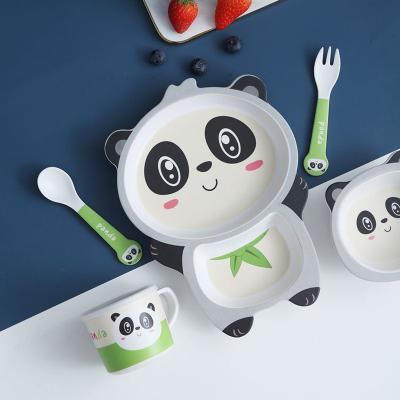 China Custom Animal Type Sustainable Fiber Cartoon Biodegradable Bamboo Tableware Sets Bamboo Fiber Kids Bowl for sale